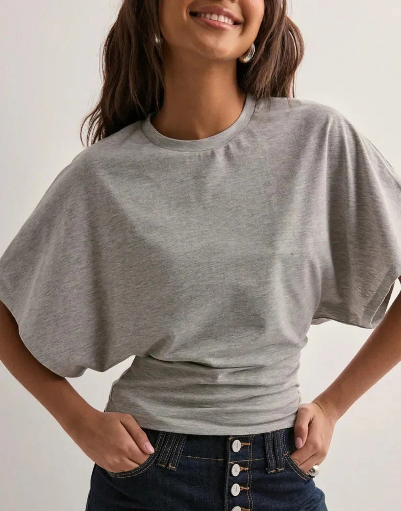 2025 Korean style design round neck pullover short sleeve T Women's Summer New Simple Versatile Solid Color Loose Top - Seldom Seen Styles
