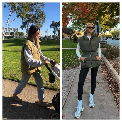 Women's Winter Oversized Puffer Vest Lightweight Stand Collar Flysleeve Insulated Padded Puffy Jackets Coat with Pockets Outerwear Casual Zipper Tops Black Fitted Minimalist FallFreshness - Seldom Seen Styles