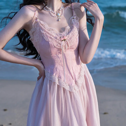 PENELOPE COQUETTE PINK LACE MIDI DRESS - Seldom Seen Styles