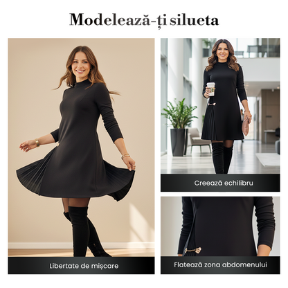 Elegant Long Sleeve Pleated Dress