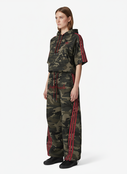 Retro Patchwork Embroidered Camouflage Barrel Pants