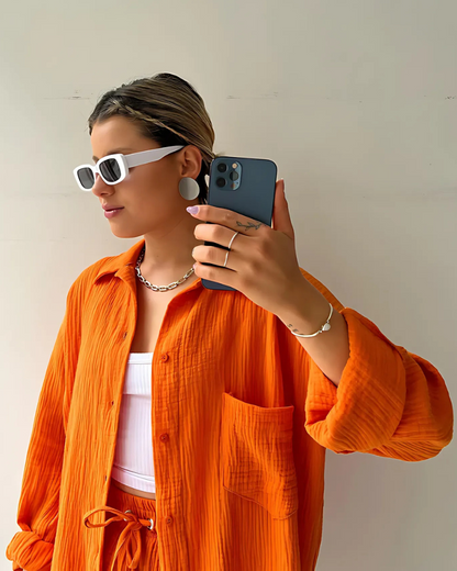 Modern Button-Up Shorts Set