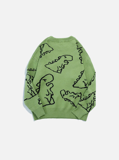 Aelfric Eden Dinosaur Cartoon Graphic Knit Sweater - Seldom Seen Styles