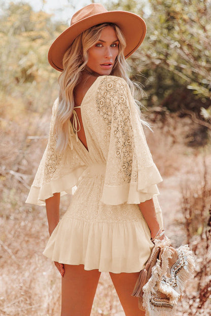Dreamy Date Lace V-Neck Mini Dress - Seldom Seen Styles