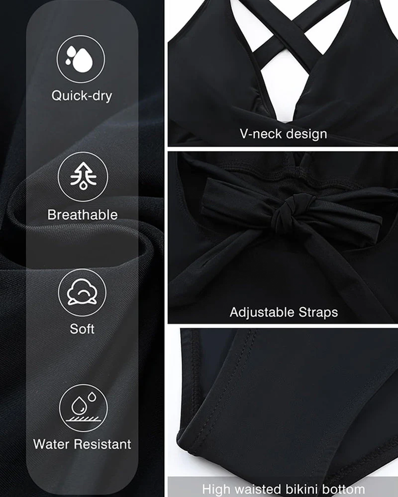 Sheways Deep V Cross-Back Ruched Swimsuit