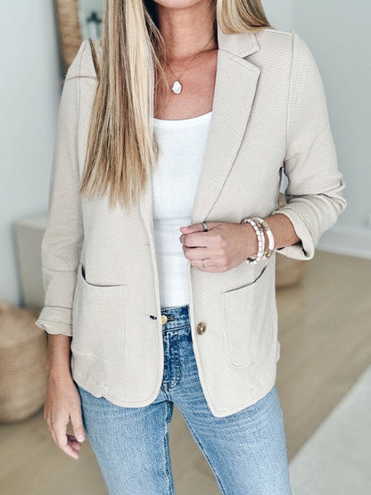 Women's Lapel Button Casual Jacket - Seldom Seen Styles