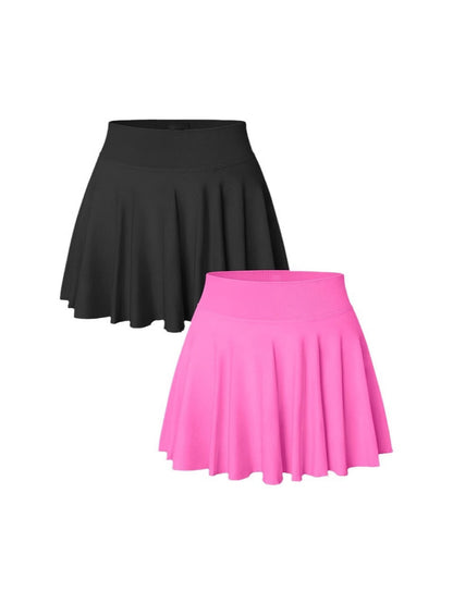 Women 1 Piece Skirt 1 In 1 Flowy Basic Versatile Stretchy Flared Casual Mini Skirt - Seldom Seen Styles