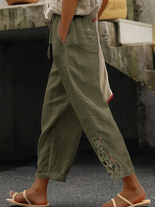Women Casual Lightweight Drawstring Elastic Waist Pants with Pockets, S-XXL - Seldom Seen Styles