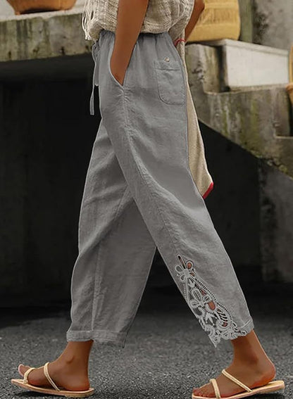 Women Casual Lightweight Drawstring Elastic Waist Pants with Pockets, S-XXL - Seldom Seen Styles