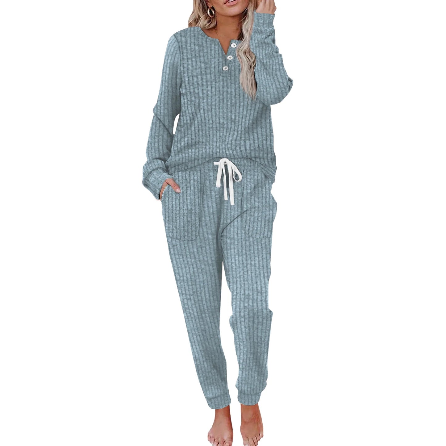 Two Piece Outfits for Women Lounge Sets Button Down Sweatshirt Sweatpants Sweatsuits Set with Pockets - Seldom Seen Styles