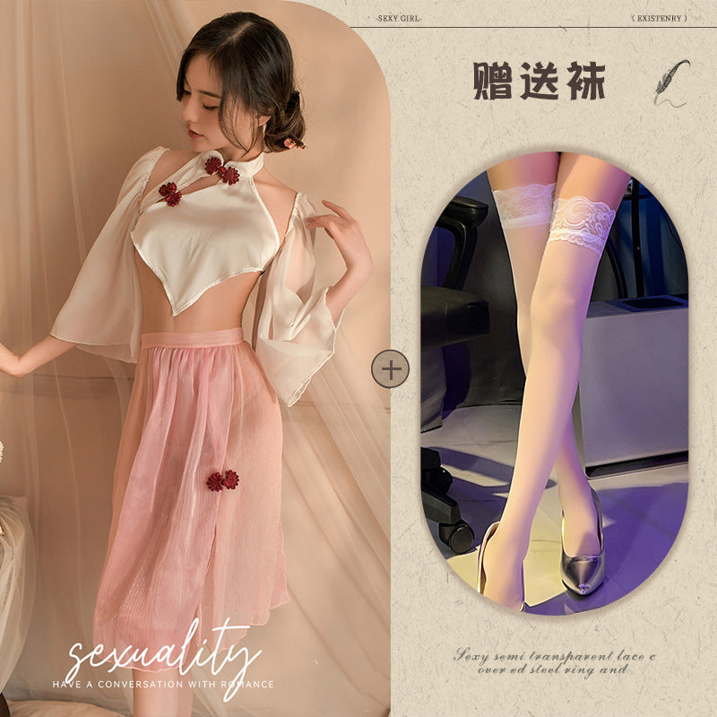 Sexy Lingerie Sexy Ancient Hanfu Republic of China Style Embroidered Nightdress Pure Desire Hot Uniform Temptation Set
