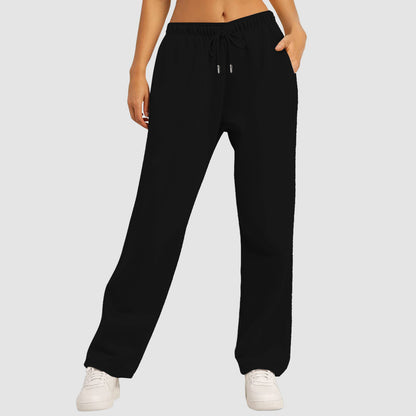 Women's Wide Leg Sweatpants Double Waisted Baggy Sweat Pants with Pockets - Seldom Seen Styles