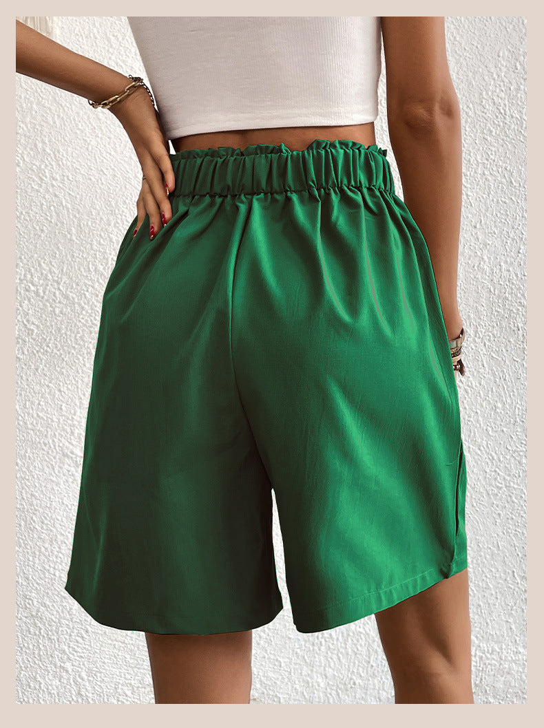 Womens Shorts Dressy Casual 2025 Trendy Summer Elastic High Waisted Pleated Side Slit Business Work Shorts Pockets