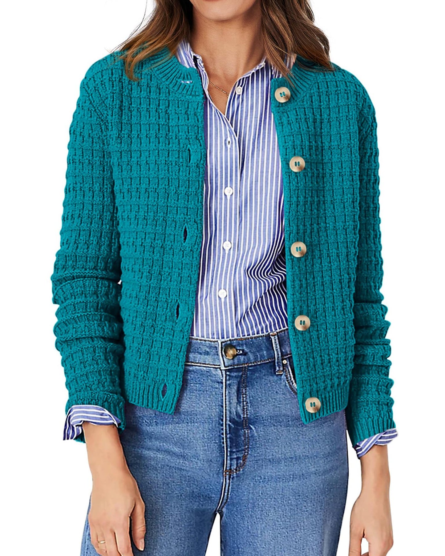 Women's Knit Cardigan Sweaters Casual Long Sleeve Open Front Button Down Trendy Jackets Outerwear