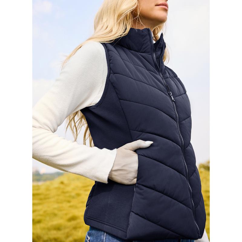 Puffer Vest Women Sleeveless Zip Up Outerwear Stand Collar Quilted Vest Warm Winter Jackets Coats with Pocket - Seldom Seen Styles