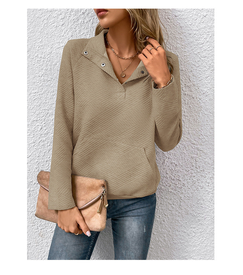 Independent Station Wholesale Hot Selling Multi-color Casual Simple Versatile Long Sleeve Textured Solid Color Cross-border Sweatshirt