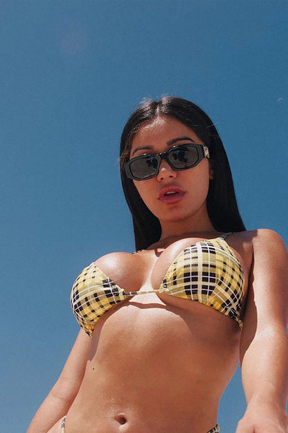 Stripe Print Push Up Brazilian Swimsuit - Seldom Seen Styles