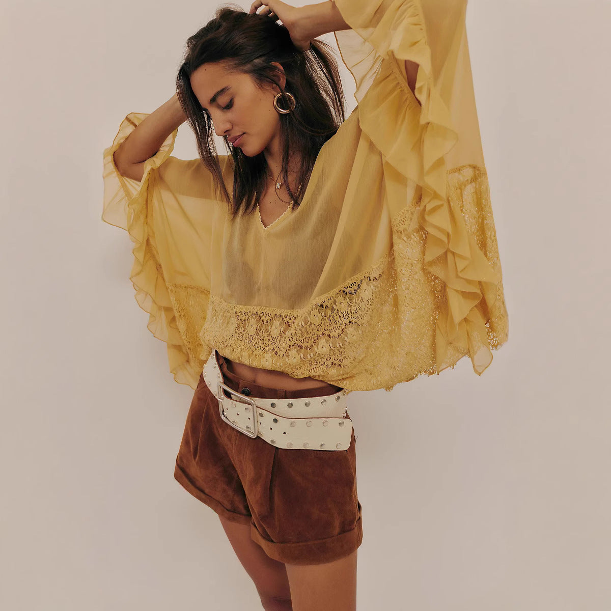 Women’s V Neck Poncho Tops Batwing Sleeve Solid Color Loose Fit T-Shirts Blouses top lili cute  top  for  women - Seldom Seen Styles