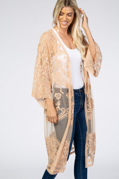 Hollow Out Lace Kimono Cover Up | Dress In Beauty