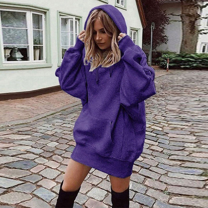 Hoodie Dress for Women 2025 Fall Long Sleeve Fleece Pullover Sweatshirts Oversized Hoodies with Kangaroo Pocket - Seldom Seen Styles