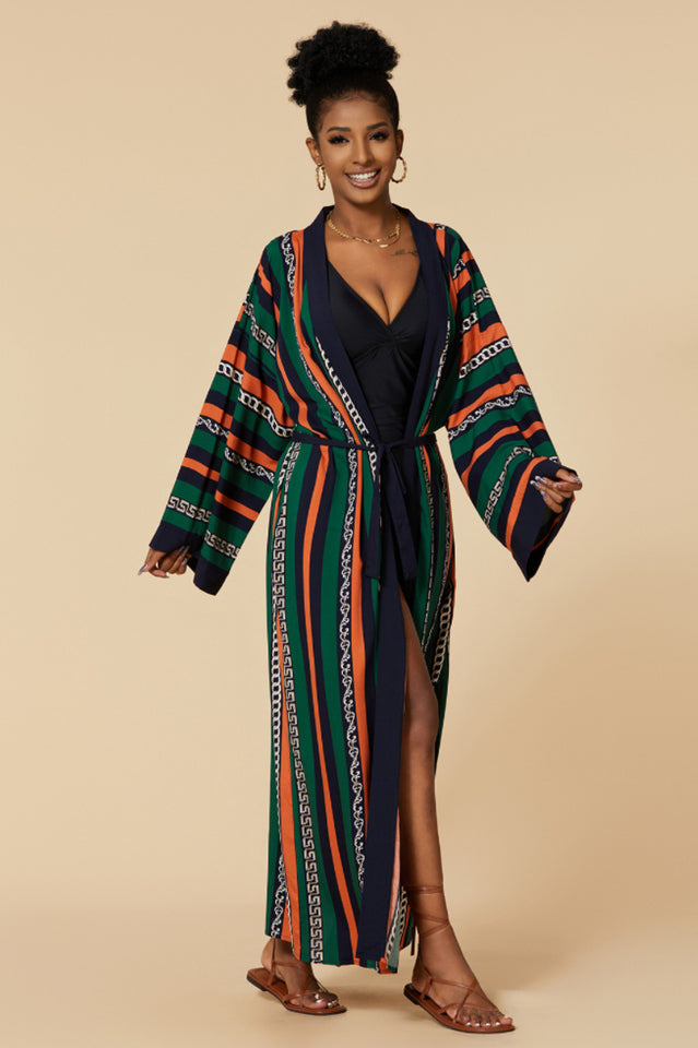 Print Belted Kimono Dress - Seldom Seen Styles