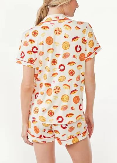 Womens Pajamas Set, 2PCS Button Down Vacation Monkey Beach Shorts Set Y2k Loungewear Pjs for Birthday Valentines Gift