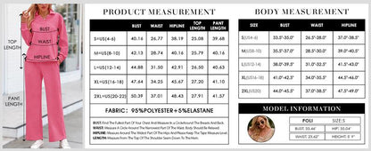 Women 2-Piece Outfit 2025 Fall Winter Lapel V Neck Long Sleeve Pullover and Wide Leg Pants Lounge Sets Pockets #Outdoorfun - Seldom Seen Styles