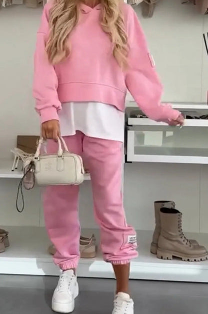 2025New Hooded Fashion Solid Color Casual Sports Suit Women's Clothing - Seldom Seen Styles