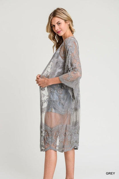 Hollow Out Lace Kimono Cover Up | Dress In Beauty