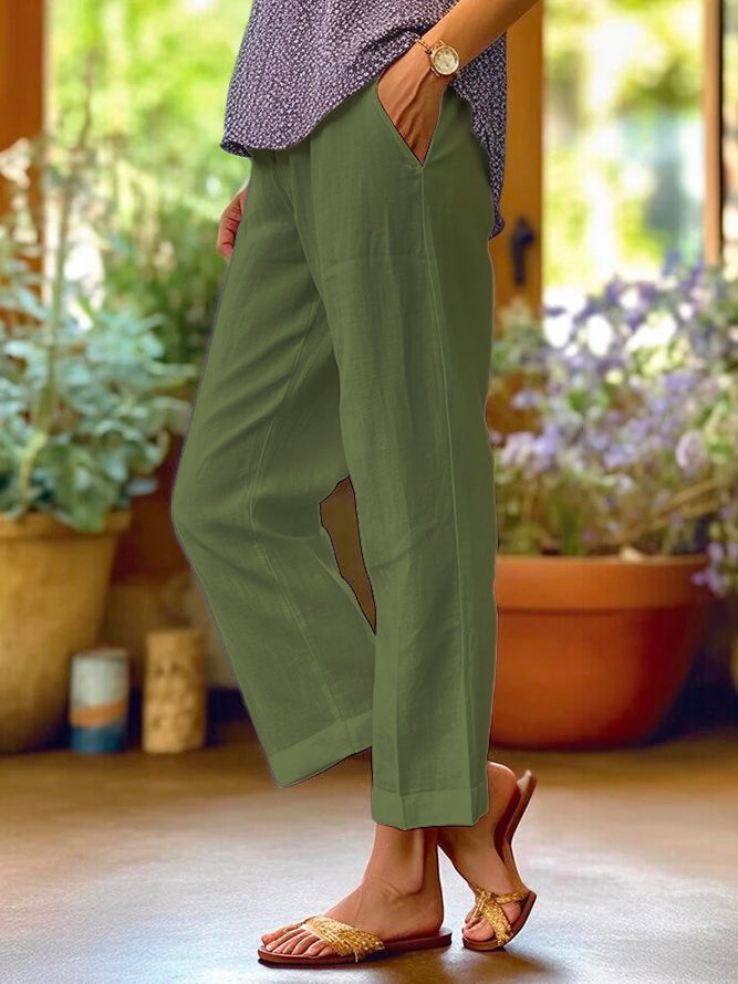 Plain Linen Cotton And Linen Loose Pants - Seldom Seen Styles