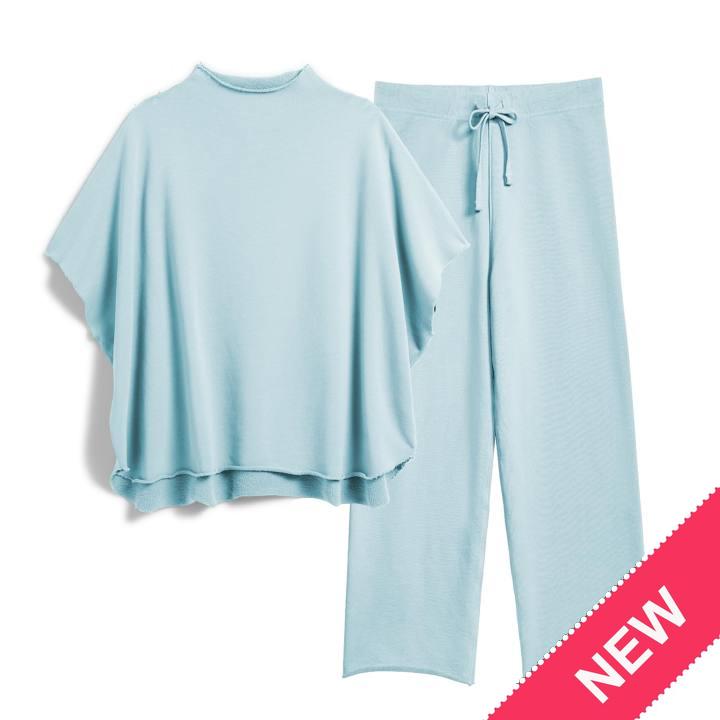 Songling Women Casual Two Piece Outfits 3/4 Batwing Sleeve Capelet CrewNeck Pullover Top Wide Leg Pants Lounge Sets Sweatsuit - Seldom Seen Styles