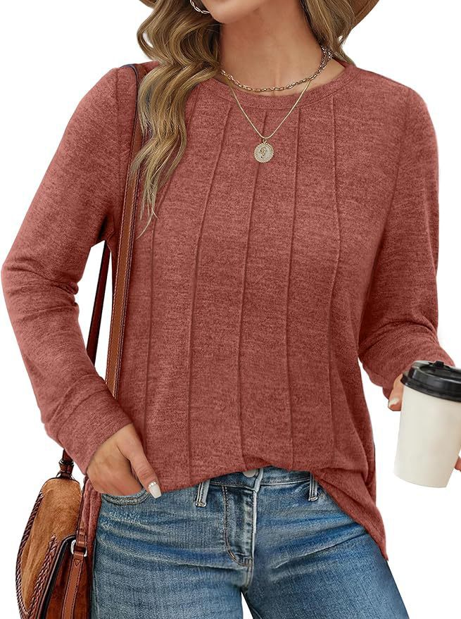 Long Sleeve Shirts for Women Lightweight Sweaters Fall Outfits 2025 Winter Clothing Dressy Casual Soft - Seldom Seen Styles