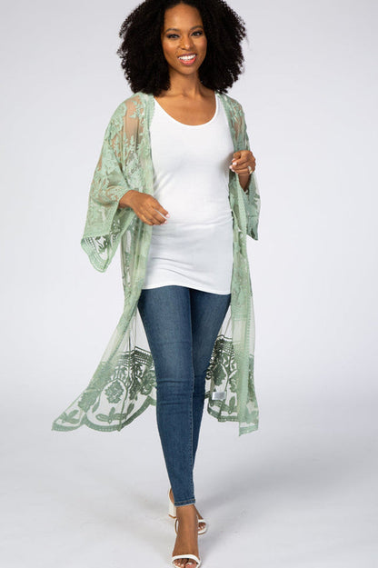 Hollow Out Lace Kimono Cover Up | Dress In Beauty
