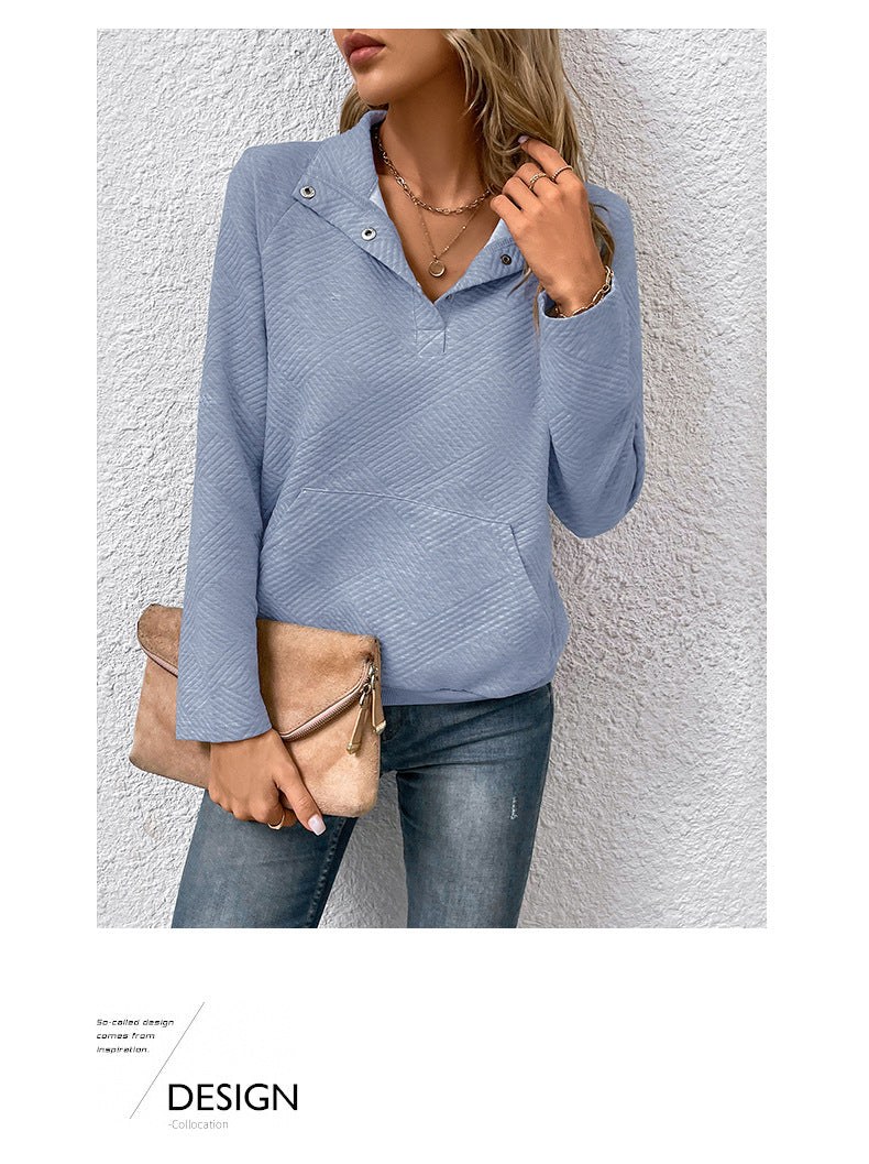 Independent Station Wholesale Hot Selling Multi-color Casual Simple Versatile Long Sleeve Textured Solid Color Cross-border Sweatshirt