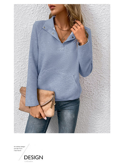 Independent Station Wholesale Hot Selling Multi-color Casual Simple Versatile Long Sleeve Textured Solid Color Cross-border Sweatshirt