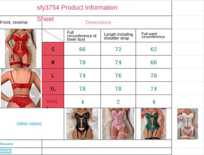 Women's Floral Lace Mesh Lingerie Set Teddy Babydoll Bodysuit with Garter Belts,Valentine's Day Gift,Minimalist Basic Nightgown Sleepwear - Seldom Seen Styles