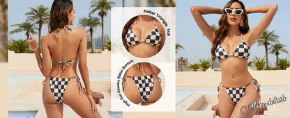 Triangle Bikini for Women 2 Piece Halter Bikini Sets Sexy High Cut Bathing Suit Side Tie Swimsuits