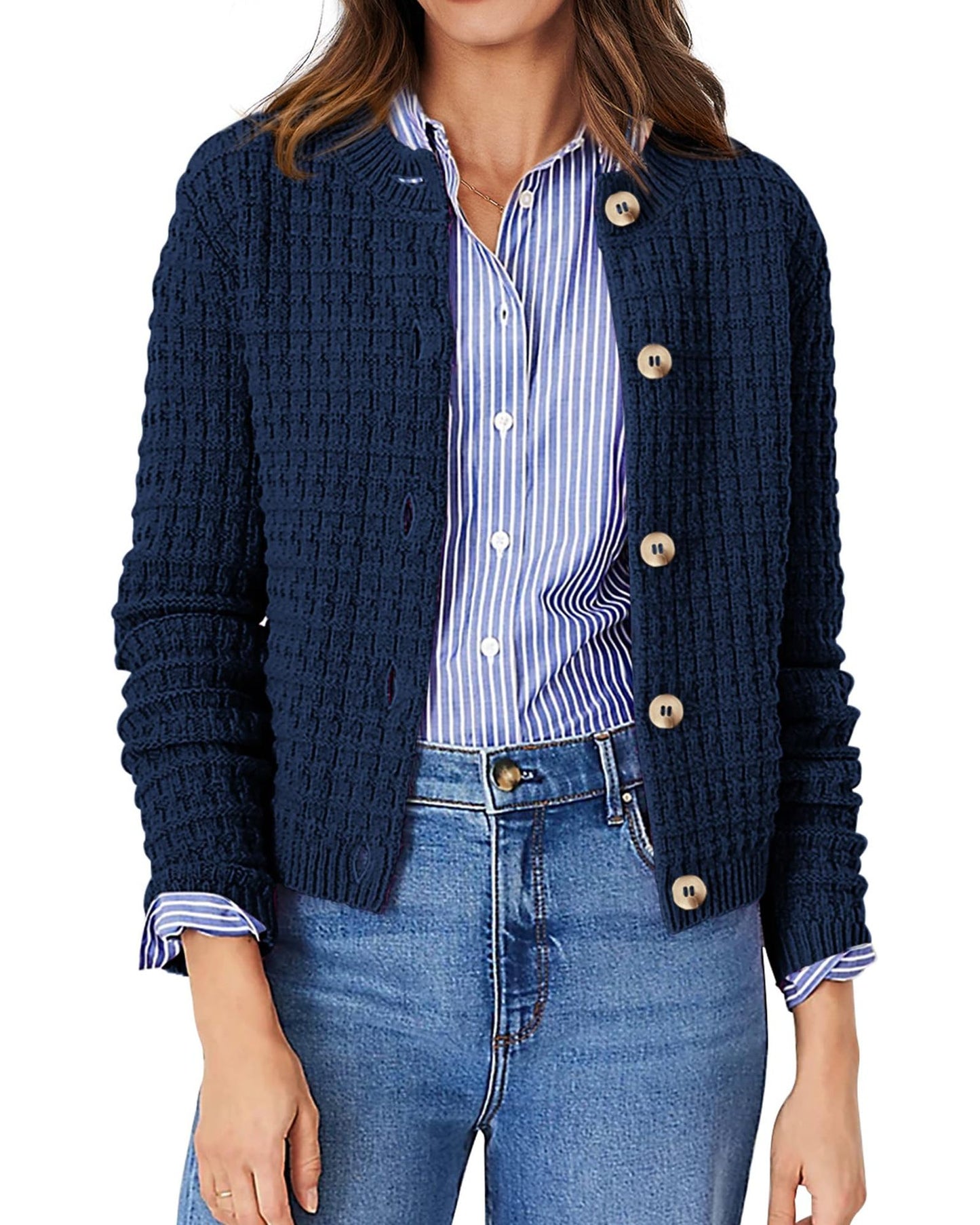 Women's Knit Cardigan Sweaters Casual Long Sleeve Open Front Button Down Trendy Jackets Outerwear