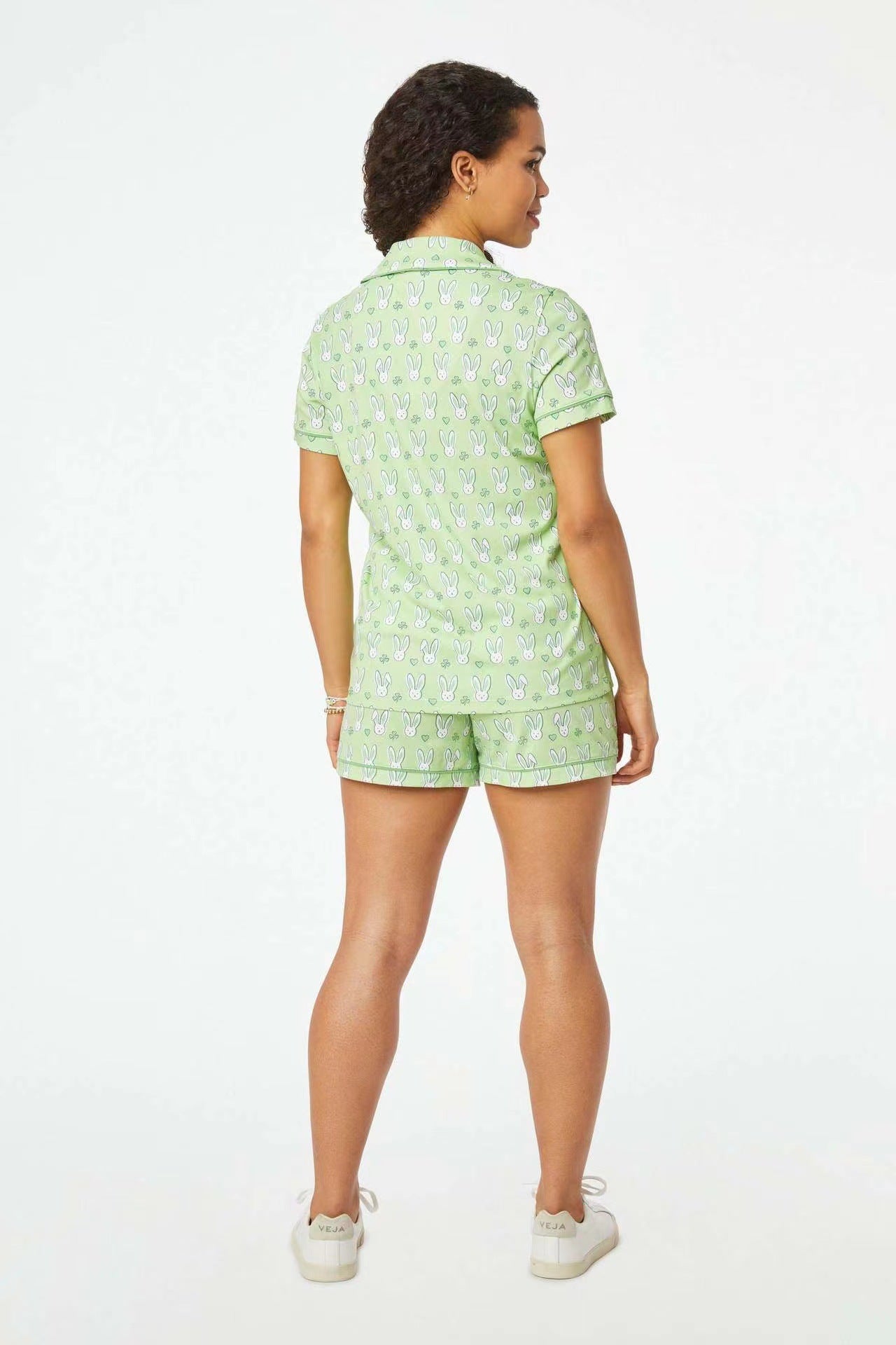 Womens Pajamas Set, 2PCS Button Down Vacation Monkey Beach Shorts Set Y2k Loungewear Pjs for Birthday Valentines Gift