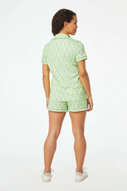 Womens Pajamas Set, 2PCS Button Down Vacation Monkey Beach Shorts Set Y2k Loungewear Pjs for Birthday Valentines Gift