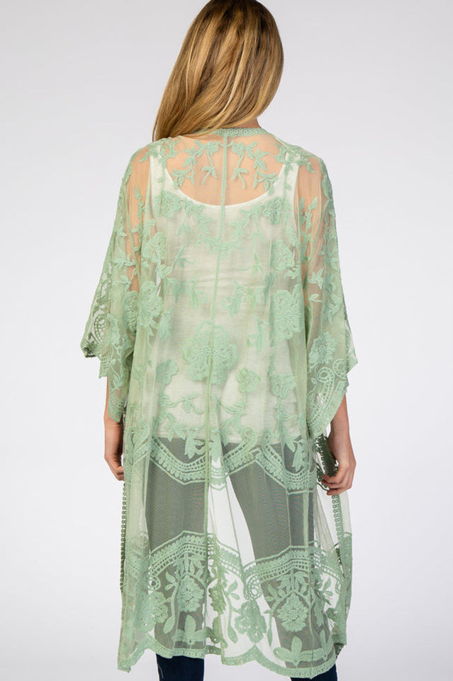 Hollow Out Lace Kimono Cover Up | Dress In Beauty