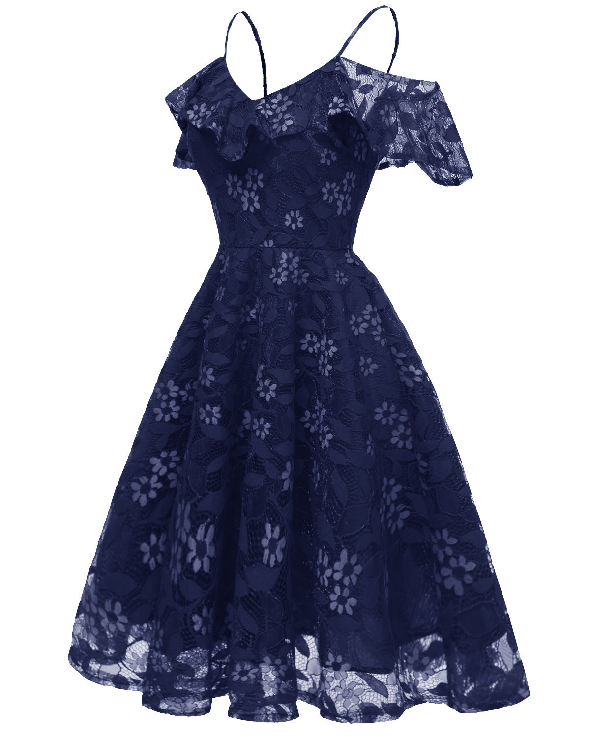 1950S LACE COLD SHOULDER RUFFLE DRESS pink lace dress tiered dresses for women