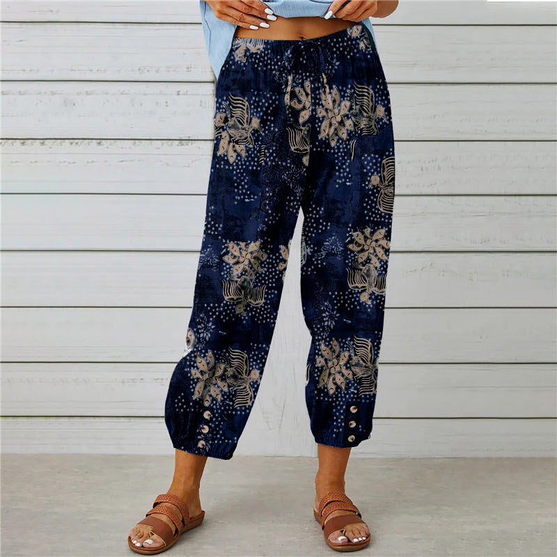 Women's Casual Lantern Tapered Harem Pants Loose Fit Style Flax Ankle Trousers Summer Baggy Slacks with Pocket - Seldom Seen Styles