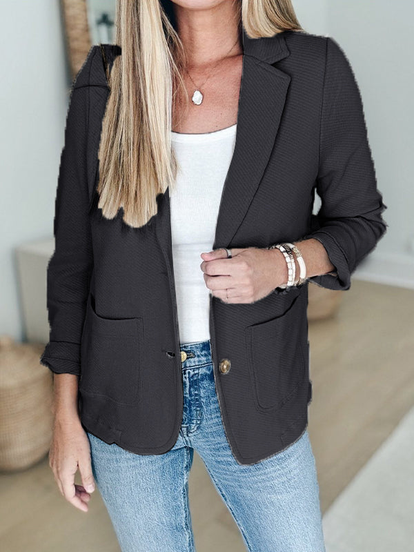 Women's Lapel Button Casual Jacket - Seldom Seen Styles