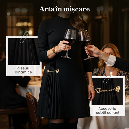 Elegant Long Sleeve Pleated Dress