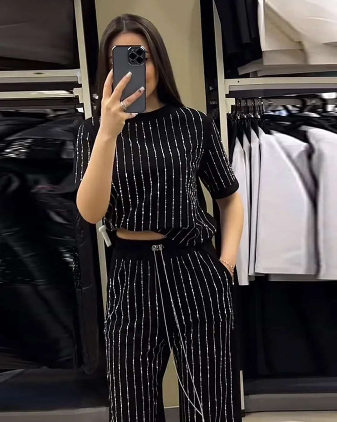 Conjunto casual de dos piezas con pantalones y camisa de manga corta para mujer - Seldom Seen Styles