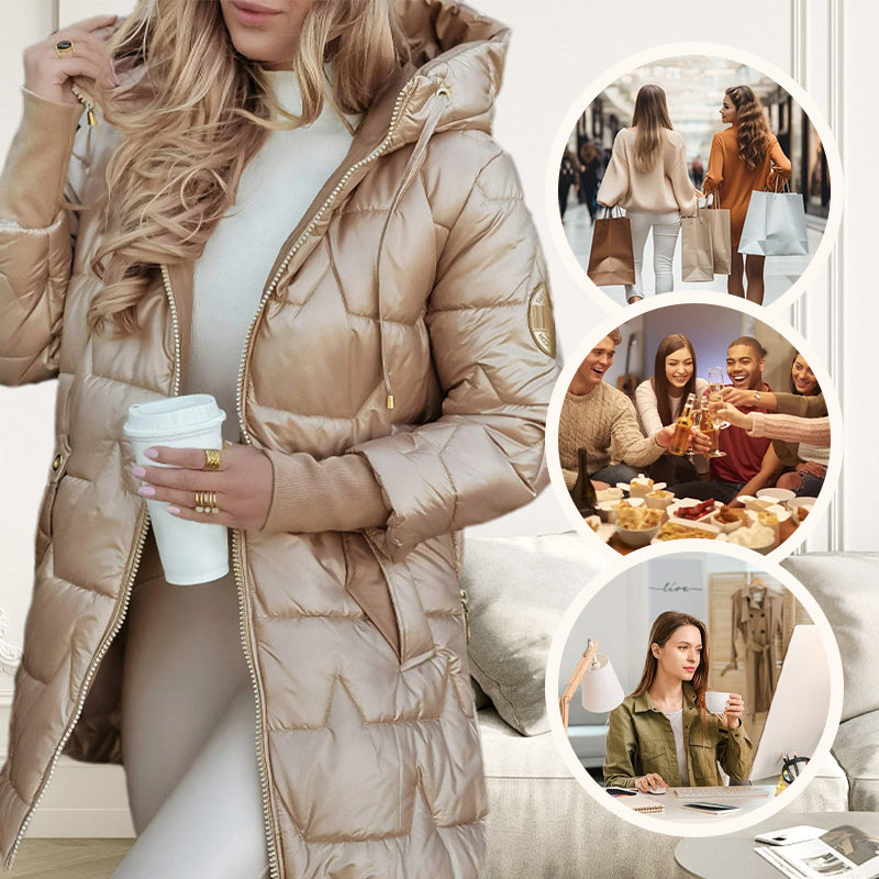 Damen Winter Warme Kapuzen-Mantel in mittlerer Länge - Seldom Seen Styles