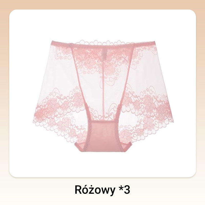 Damskie ręcznie robione bokserki z koronką o wysokim stanie