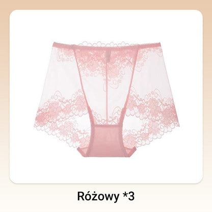 Damskie ręcznie robione bokserki z koronką o wysokim stanie