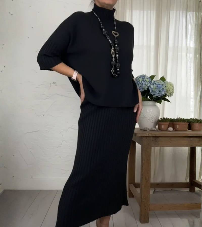 Debora | Completo in Maglia con Gonna a Coste